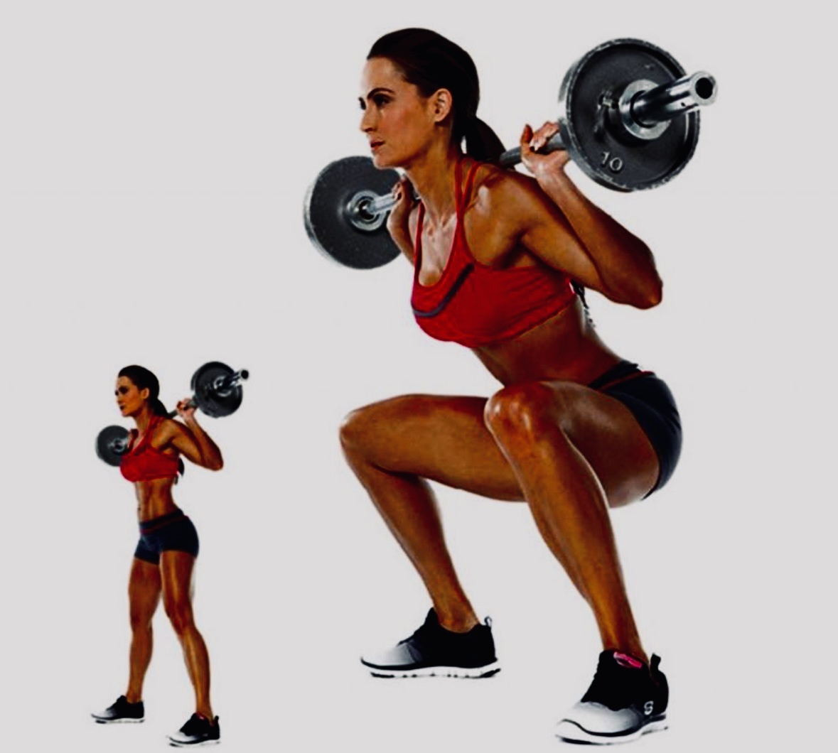 Наглядный пример выполнения приседания со штангой. 