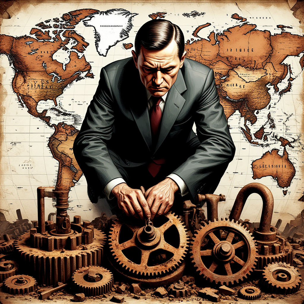 Иллюстрация "Не допустить развала страны, используя старые, ржавые механизмы" создана сетью Шедеврум