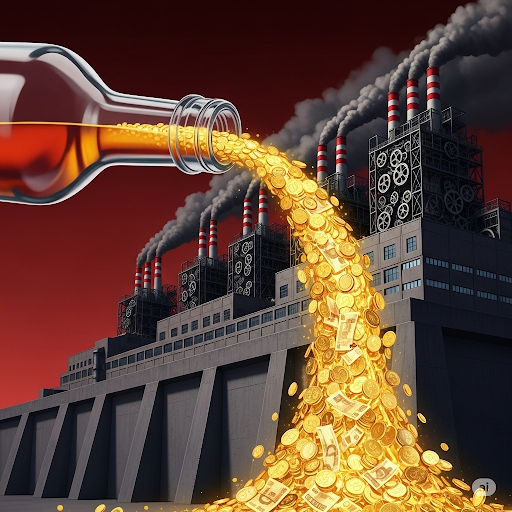 Иллюстрация "Водка - источник индустриализаци" создана сетью Джемини