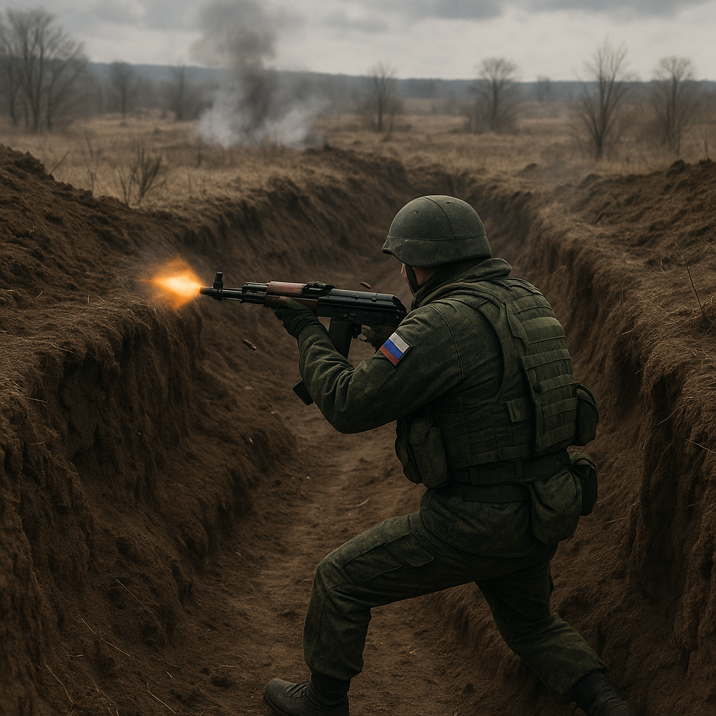 Солдат во время выполнения боевого задания