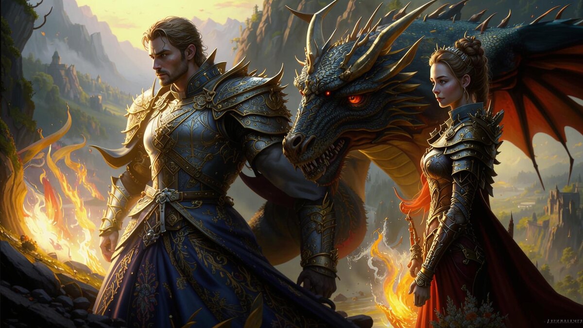 я не знаю, зачем ИИ натягивает на всех доспехи, честно! Но это лучшее, что я смогла выжать из него сегодня