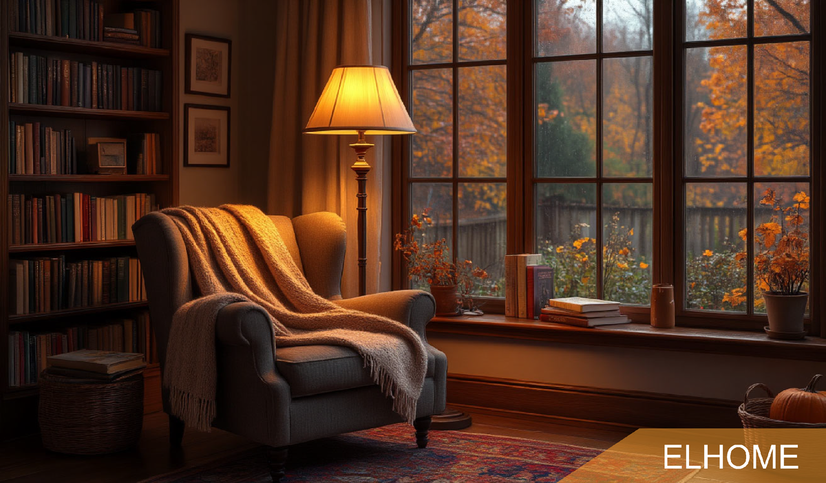 Правильно подобранное кресло для чтения становится центром осеннего уюта в доме.