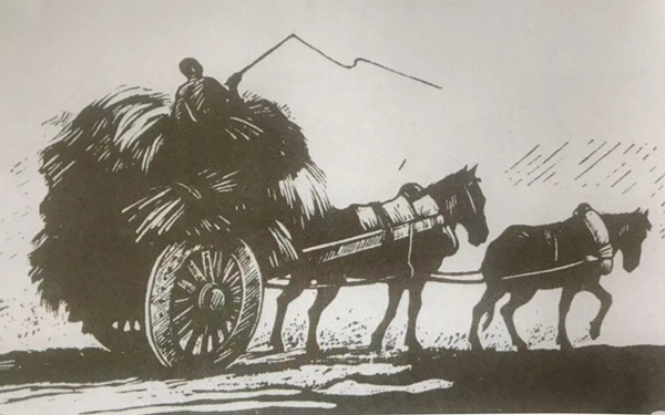 «Неся соломинку» , гравюра на дереве, созданная Гу Юанем.