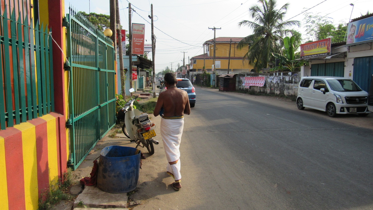 На улочках города. Многие мужчины ланкийцы традиционно носят саронг повседневно