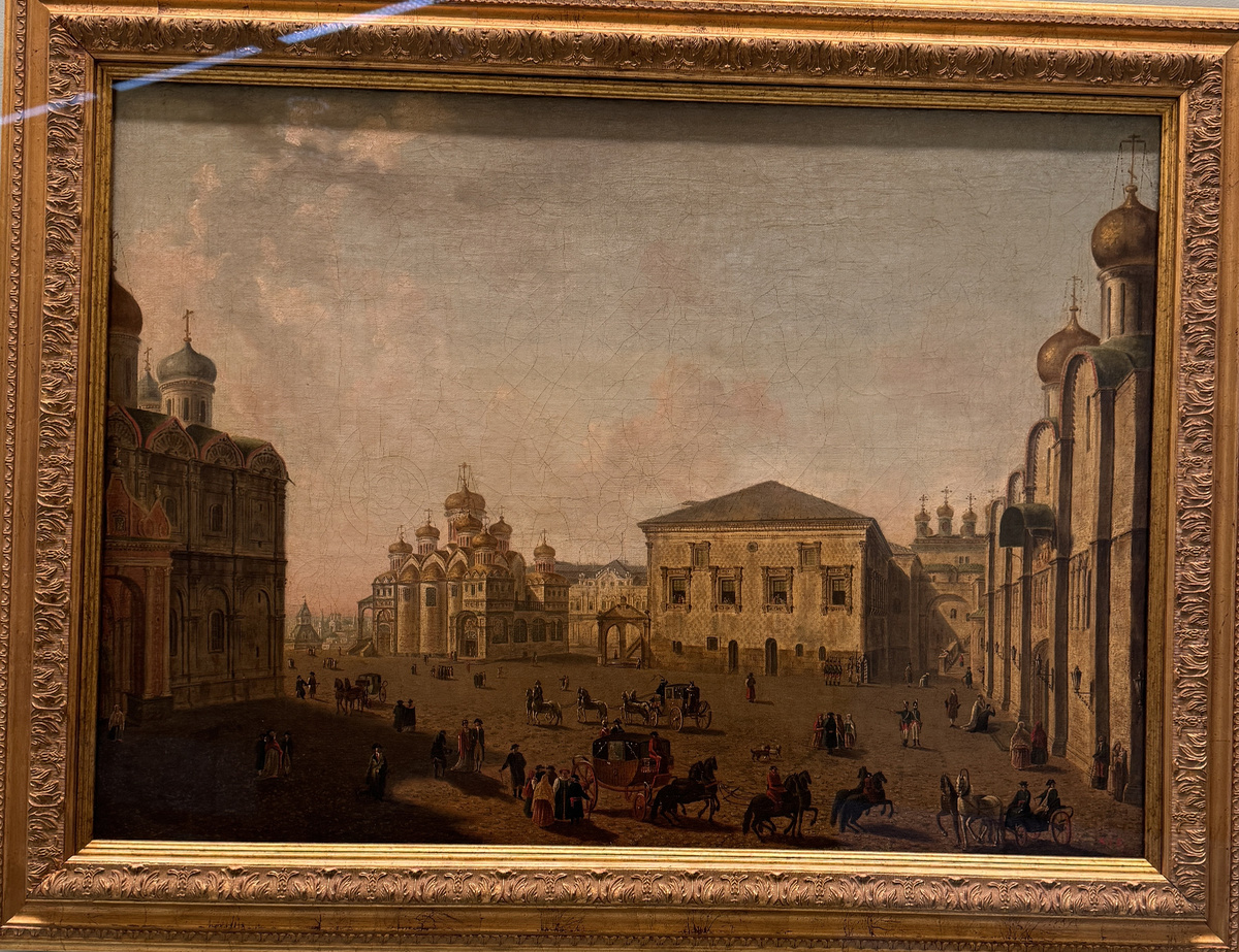 Федор Яковлевич Алексеев (1753(4?) -- 1824) Площадь перед Успенским собором в Московском Кремле Между 1800 и 1810.Холст, масло: 56,5 - 78,5 Пост: 1897, на собрания коява A.5. Лобанова-Ростовского, через Императорский Эррмитаж ж-6267