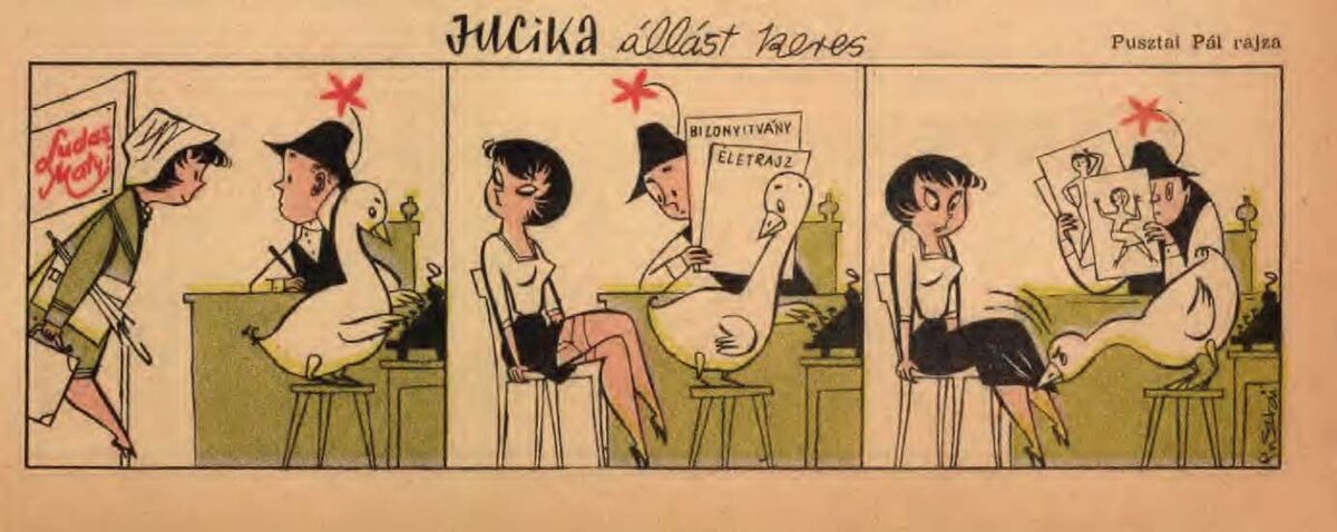 Работа Юцики в журнале Людас Матей. Гусь следит за приличием.