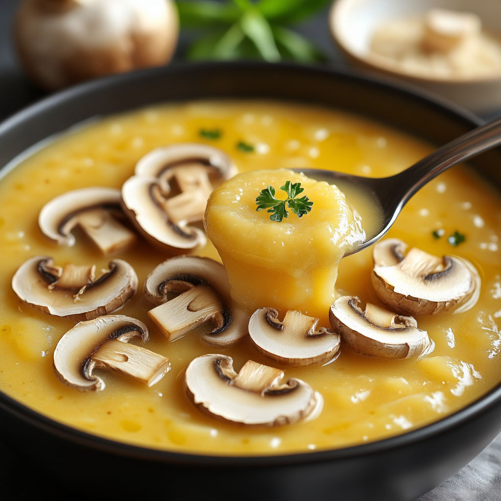 Крем-суп из картофеля с белыми грибами и сливочным вкусом 