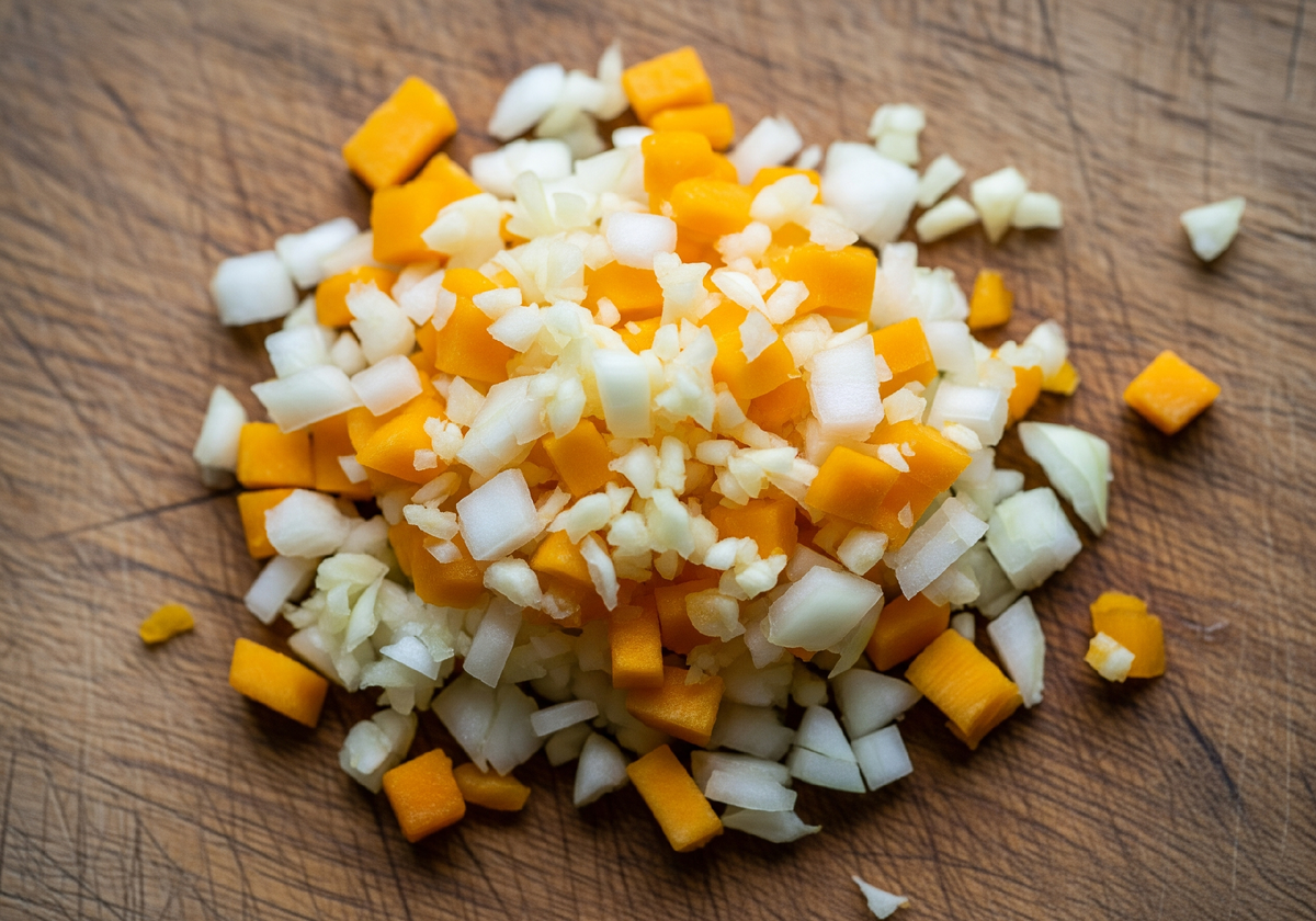 Мелко нарезанные овощи