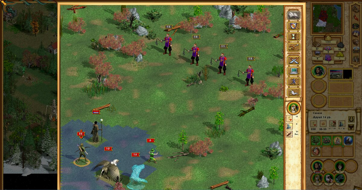 Посмотрите на эту арену. Видите кустики на траве? А если я вам скажу, что это можно задействовать? Скришноты из HD-мода к "Героям 4".