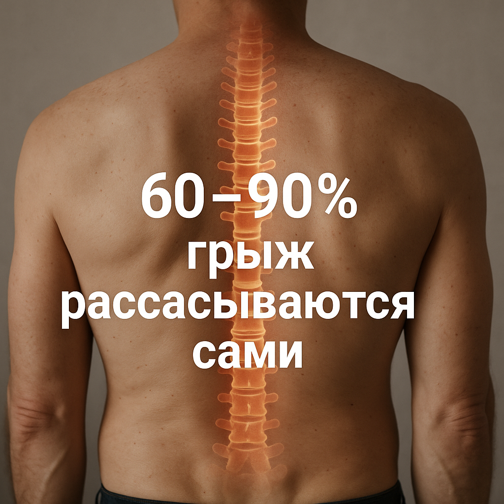 Естественная резорбция межпозвоночной грыжи происходит у 60-90% пациентов при консервативном лечении