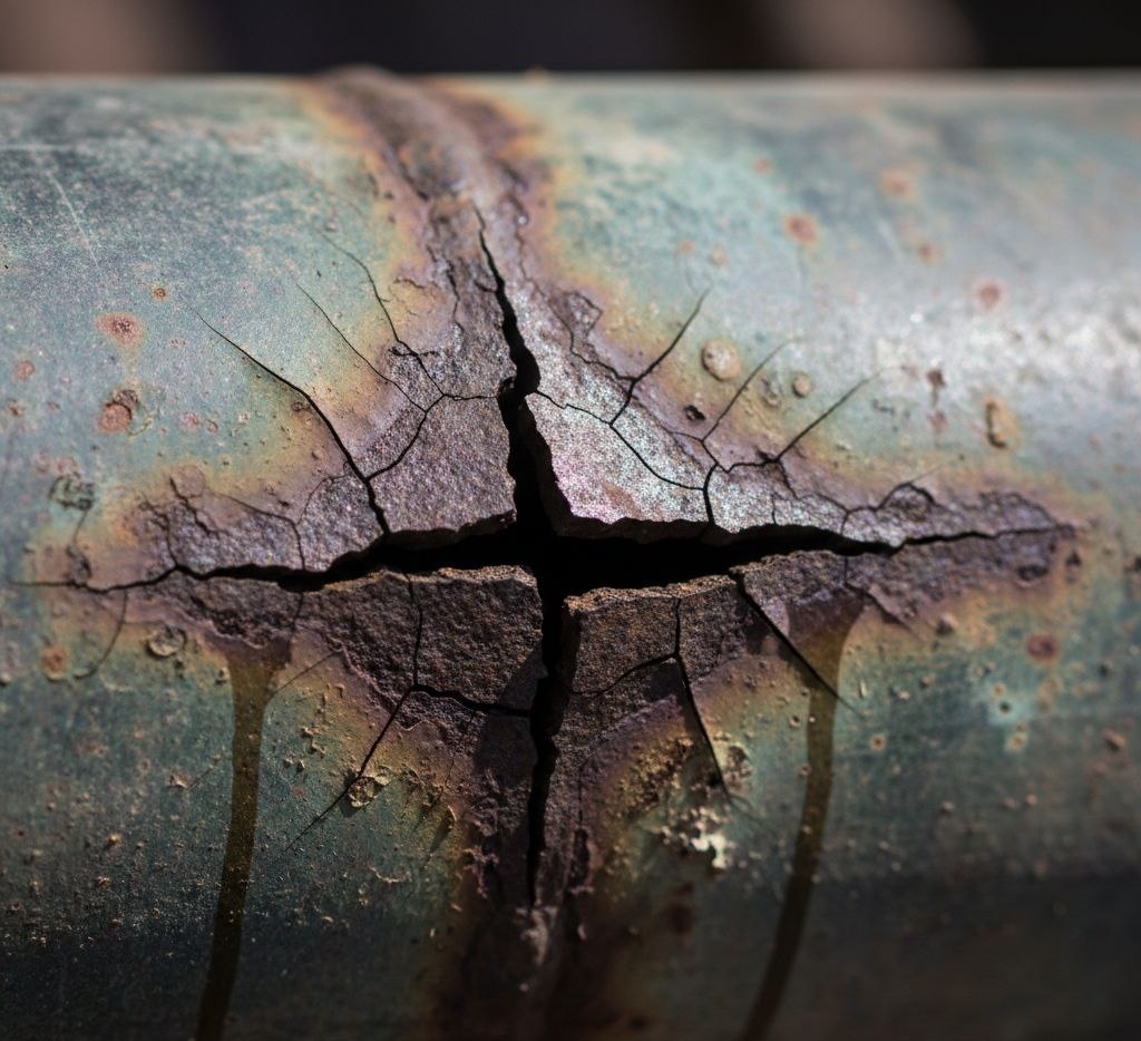 Поперечная трещина опорного элемента, спровоцированная повреждением