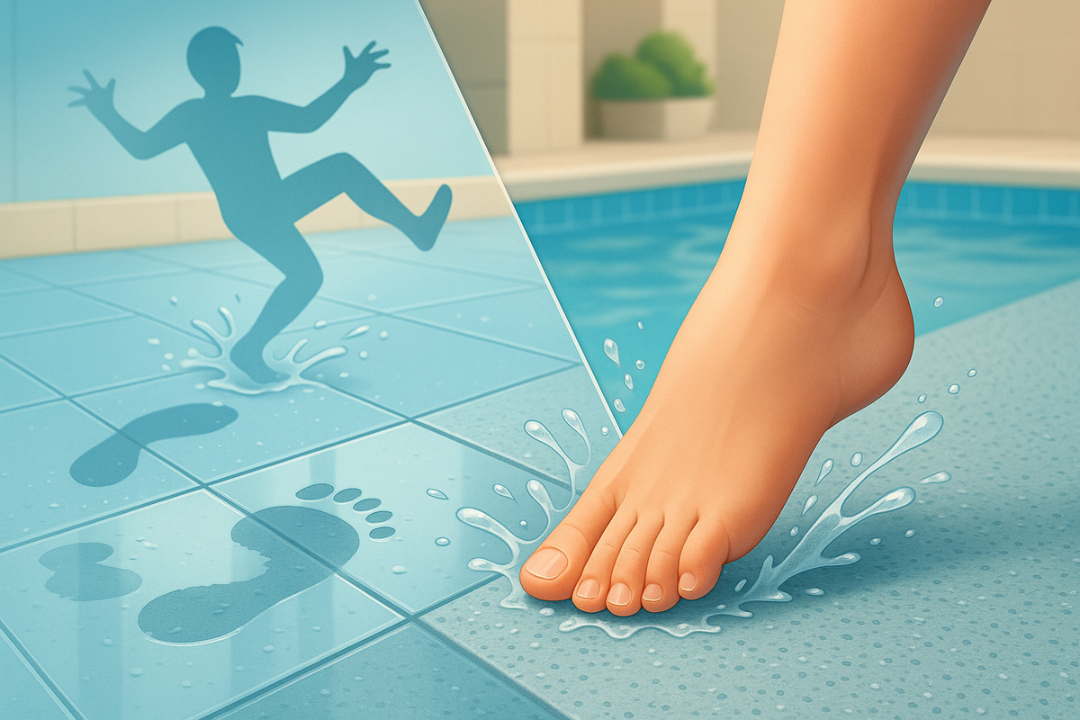 Неправильно подобранное покрытие (например, керамическая плитка) во влажных помещениях может повлечь серьезные травмы.