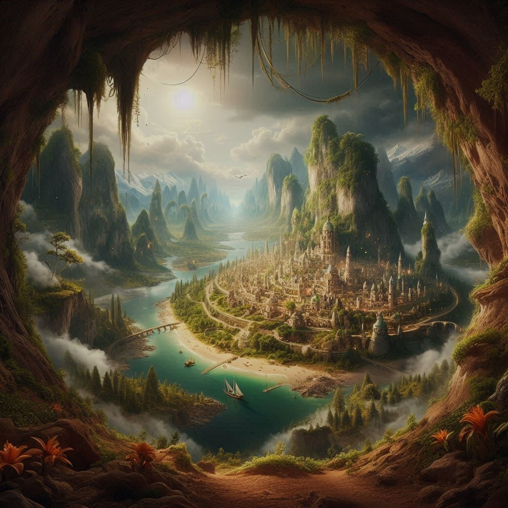 Иллюстрация фантазийного подземного города Аггартa. Источник: Flamesverse («Agartha: The Mystery and The Hollow Earth Theory»)