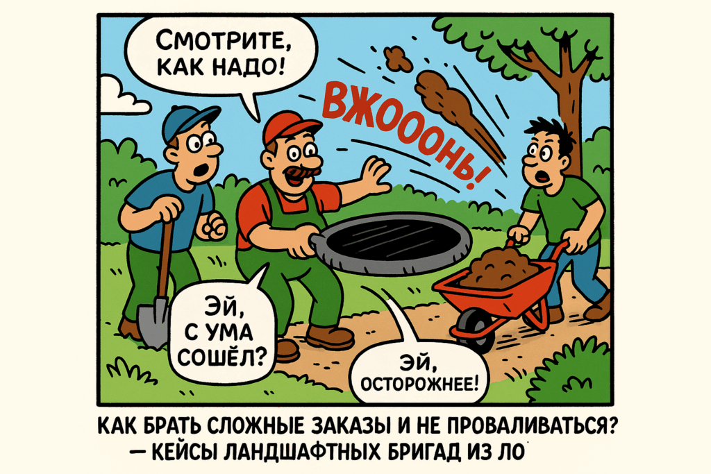    На иллюстрации представлены успешные примеры выполнения сложных заказов ландшафтными бригадами.