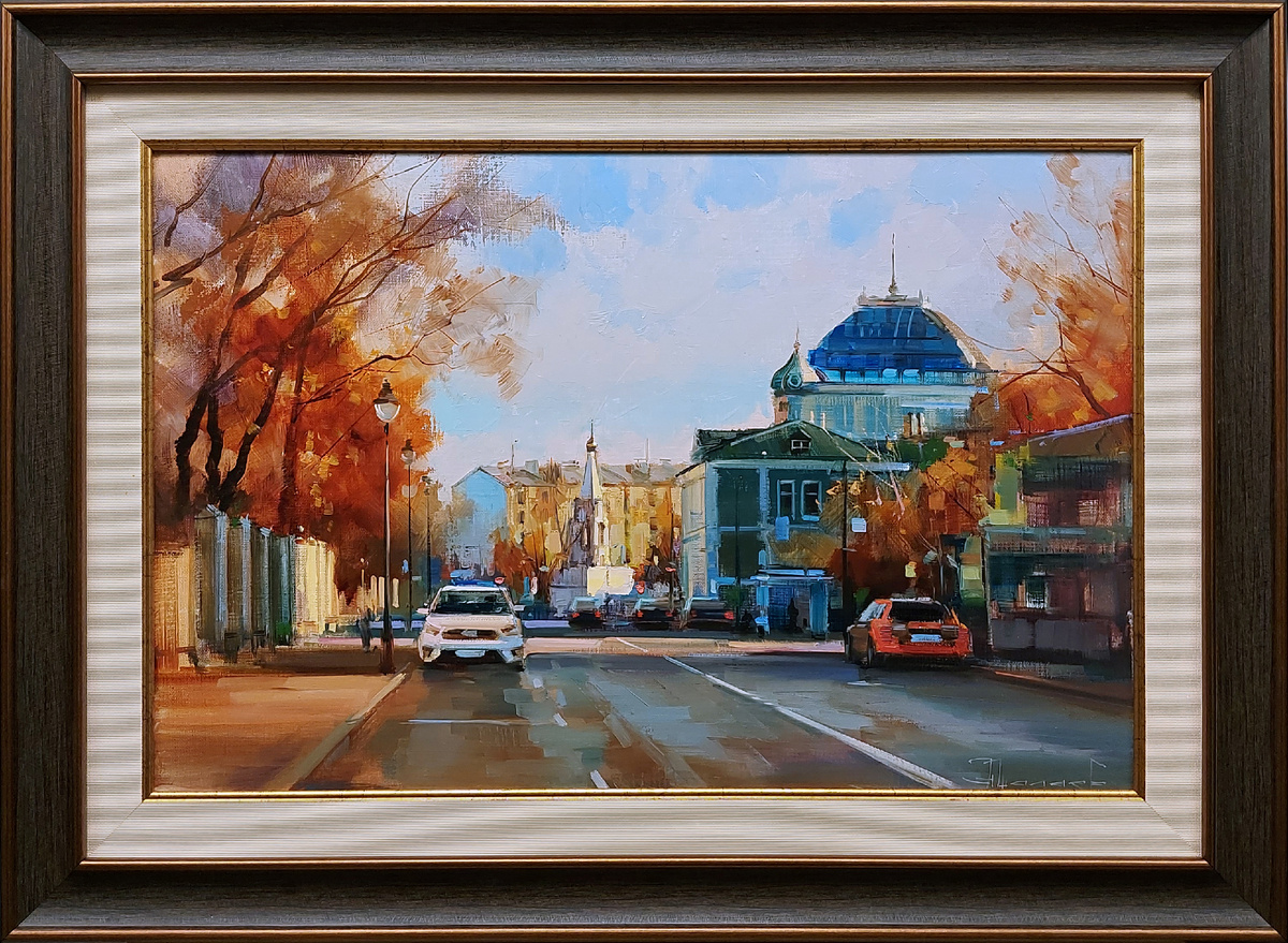 Когда наступит осень на Большой Никитской, 2022 г., материалы: холст, масло, размер: 40 х 60 см. Источник: https://artsreda.ru/