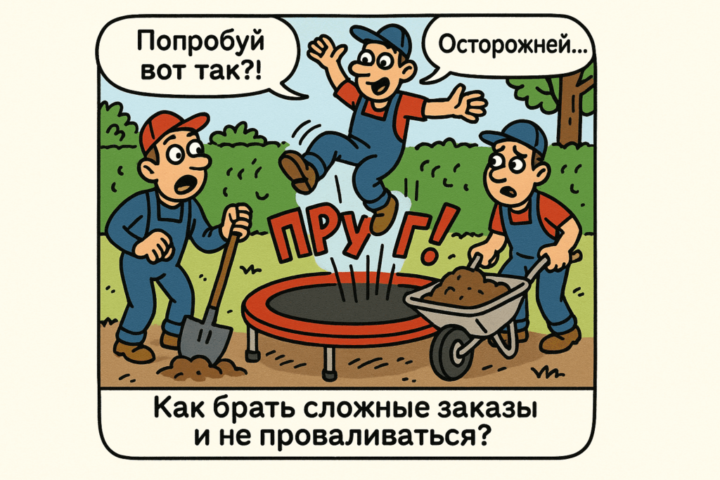    На изображении представлены успешные кейсы ландшафтных бригад, демонстрирующие подходы к сложным заказам.