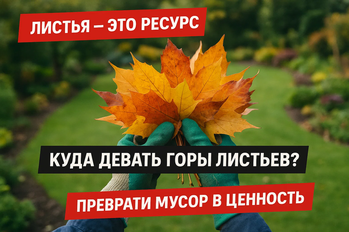 Каждую осень одна и та же история: сгребаем листья в мешки и вывозим. 