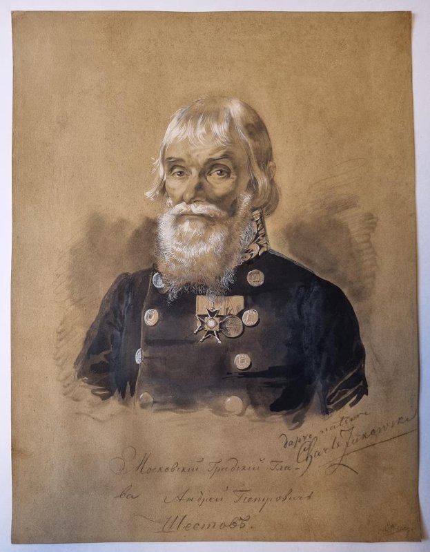 Карл Казимирович Жуковский, портрет Андрея Петровича Шестова, который в 1843-1845 годах был московским городским головой