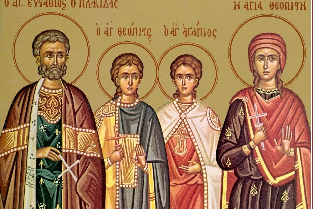    Позднее жена его с именем Феактиста и сыновья Агафий и Феопист также были прославлены в лике святых. Фото: Православный церковный календарь