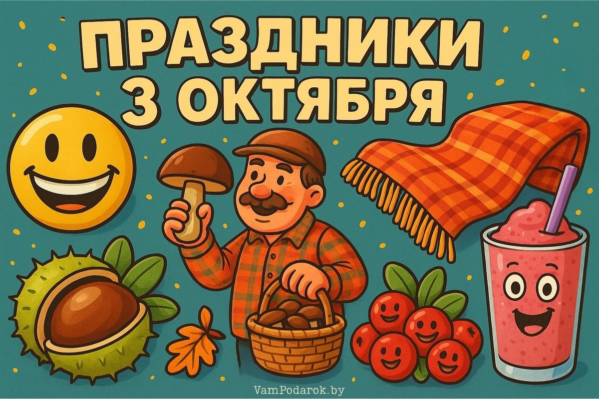 Праздники 3 октября 2025 года: Всемирный день улыбки, День грибника, День трезвости, День брусники и другие события календаря