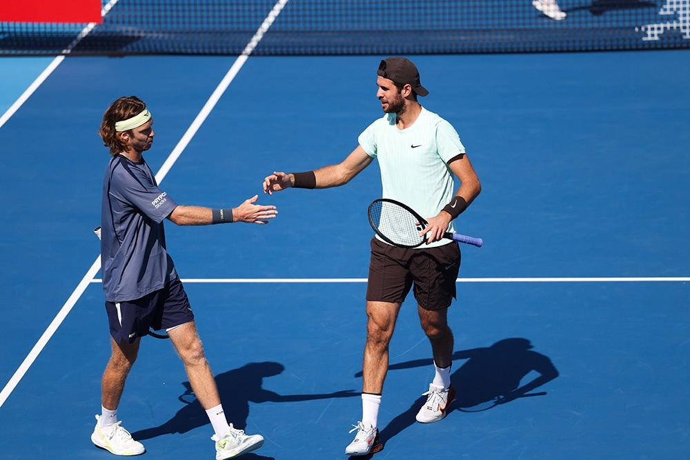 Изображение взято с просторов Интернета.Рублев и Хачанов в парном разряде...