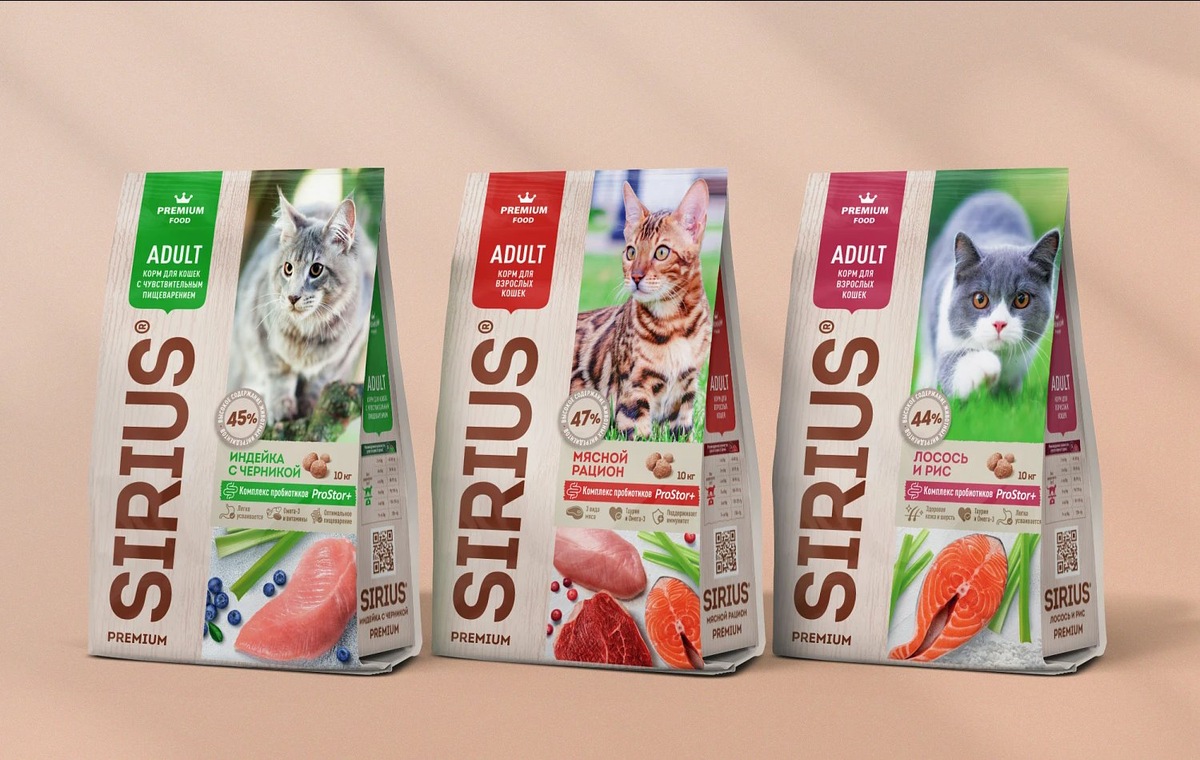 «Сириус» производит корма для кошек высокого качества. Компания использует научные исследования и современные технологии для соответствия стандартам.
