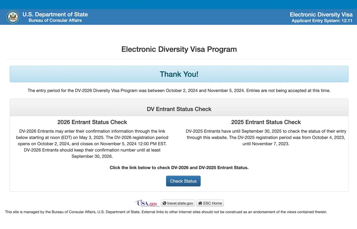Green Card (DV-2027) в 2025 году