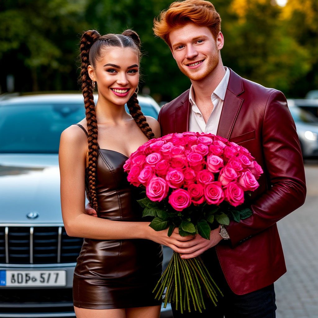 Алена с очередным богатым ухажером (создано ИИ)