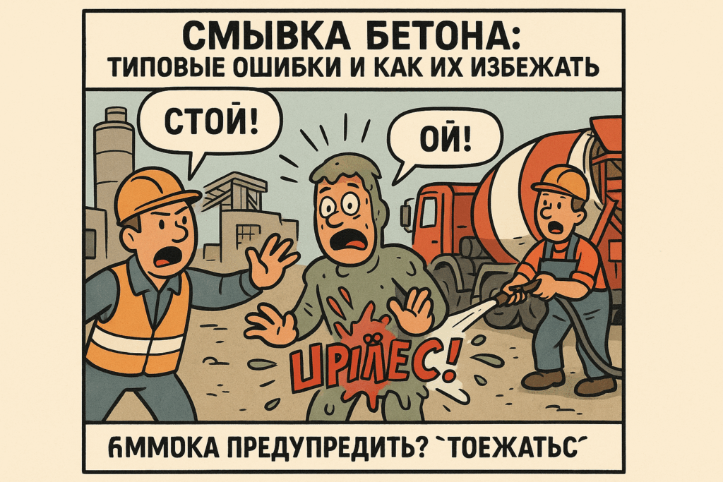    Процесс смывки бетона: соблюдение безопасных стандартов помогает избежать типичных ошибок в работе.
