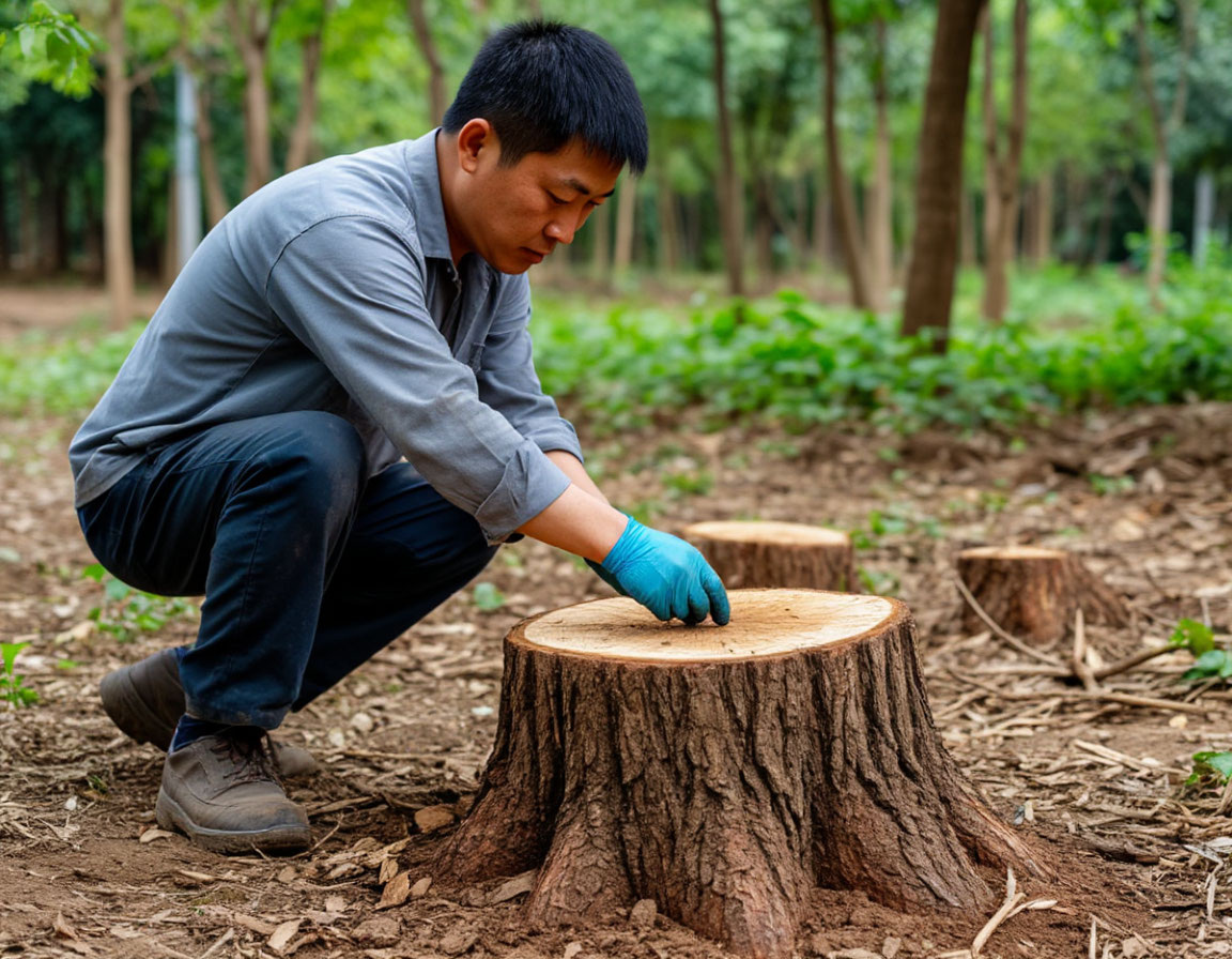    Азиатская смекалка: Как китайцы научились избавляться от пней даже ни разу не вспотев