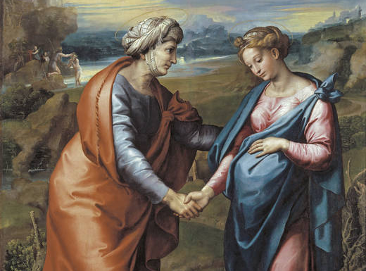 Встреча Девы Марии и Елизаветы. Картина Рафаэля Санти 1517 года. Источник:  Wikimedia.