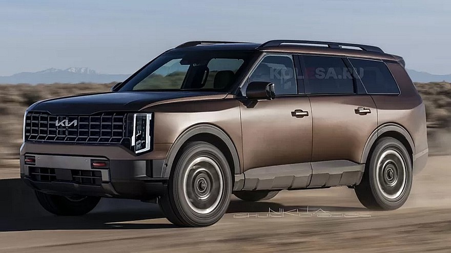    Это не официальное изображение, а рендер нового Kia Telluride на основе недавних шпионских фото