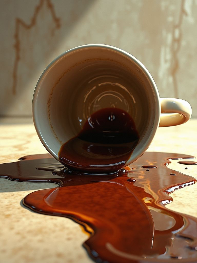 Разлитый кофе.