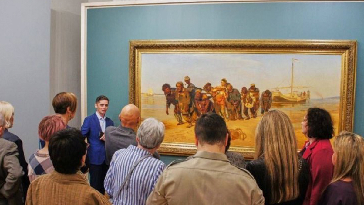 Илья Репин - Бурлаки на Волге, 1870-1873 г.г. Открытие выставки. Самарский художественный музей. Источник: https://clck.ru/3PXdLR →