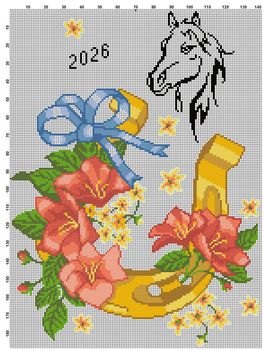 Размер 138 на 186 стежков, цветов 15