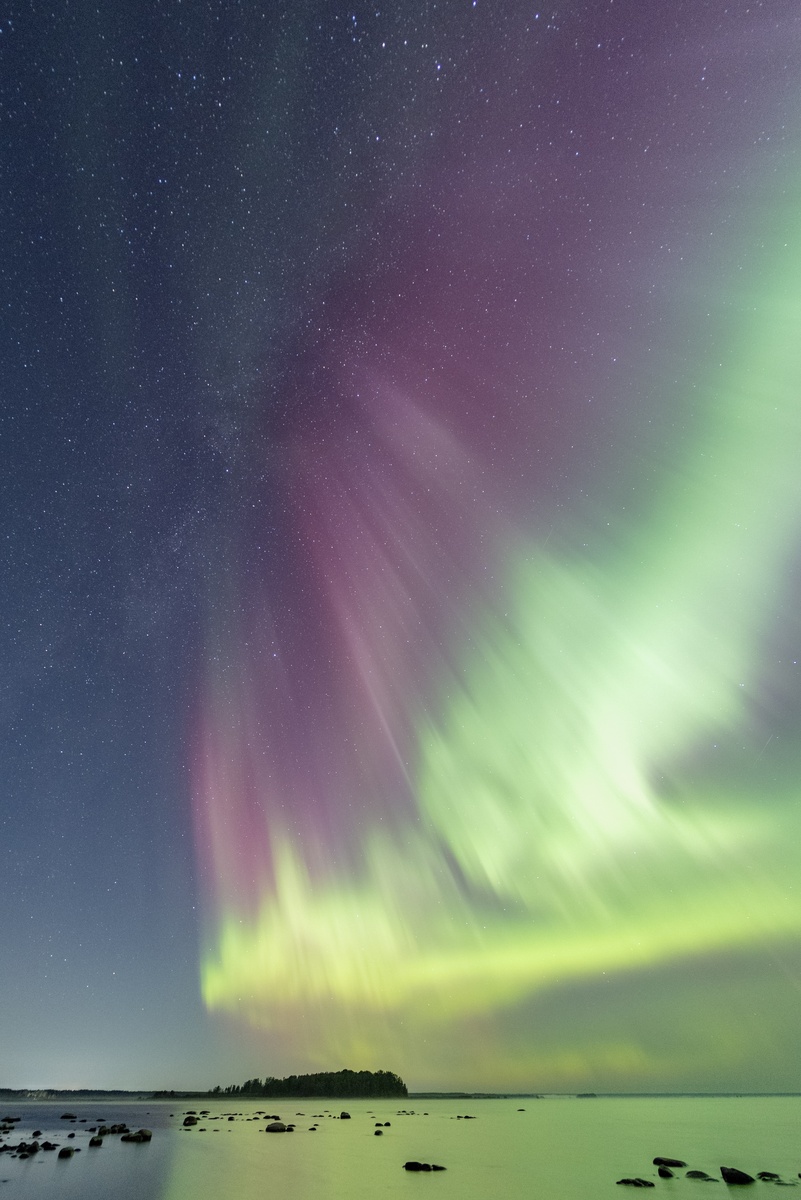 Северное сияние. Ладожское озеро