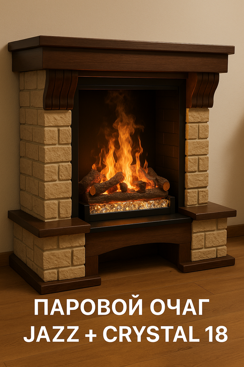    Как 3D-камин с паром изменит ваш дом: уникальный Jazz (грецкий орех) + Crystal 18 и его непревзойденные преимущества Kamin