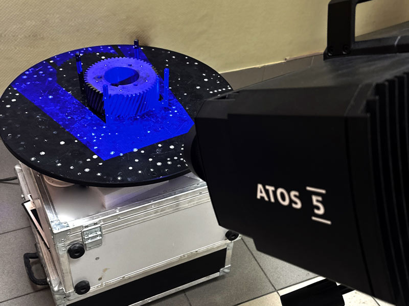 Сканирование шестерни сканером АТОС.
