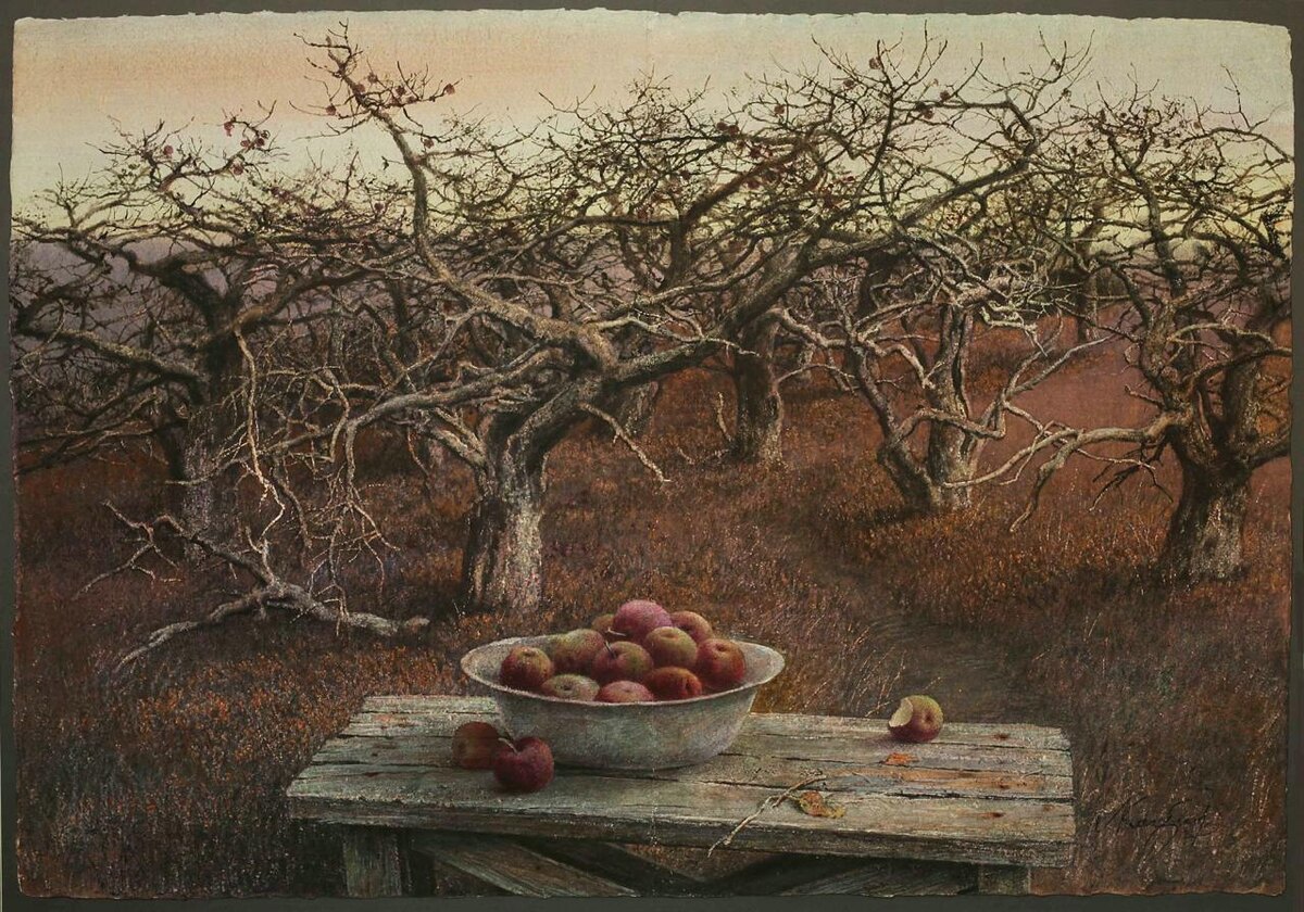 © Латиф Казбеков. Осень. Воспоминание. Авторская бумага, акварель. 2023.