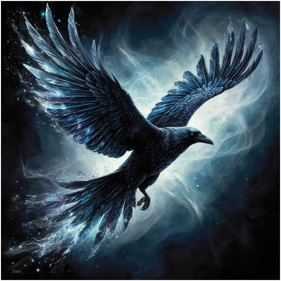 Сгенерировано ИИ- летит магический негатив.