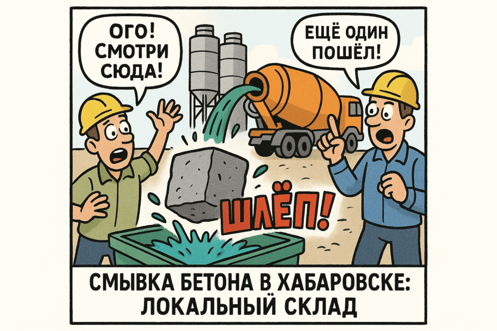    Рабочие проводят смывку бетона в Хабаровске, соблюдая меры безопасности и используя специализированное оборудование.