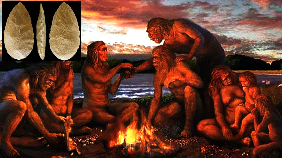 Ашельский культурный комплекс: каменные "ножи", огонь, прото-речь.