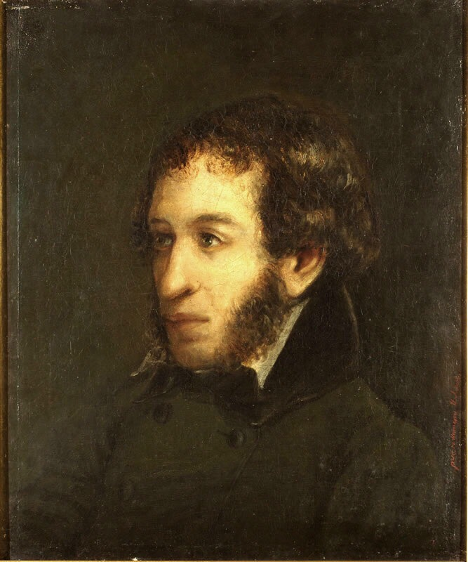 Неизвестный художник (И. Л. Линев (?)). Портрет А. С. Пушкина (?). Холст, масло. Всероссийский музей А.С. Пушкина