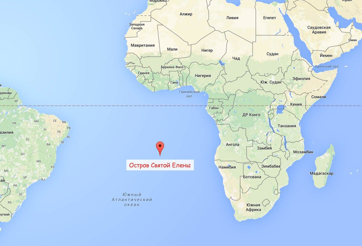 Остров Святой Елены на карте