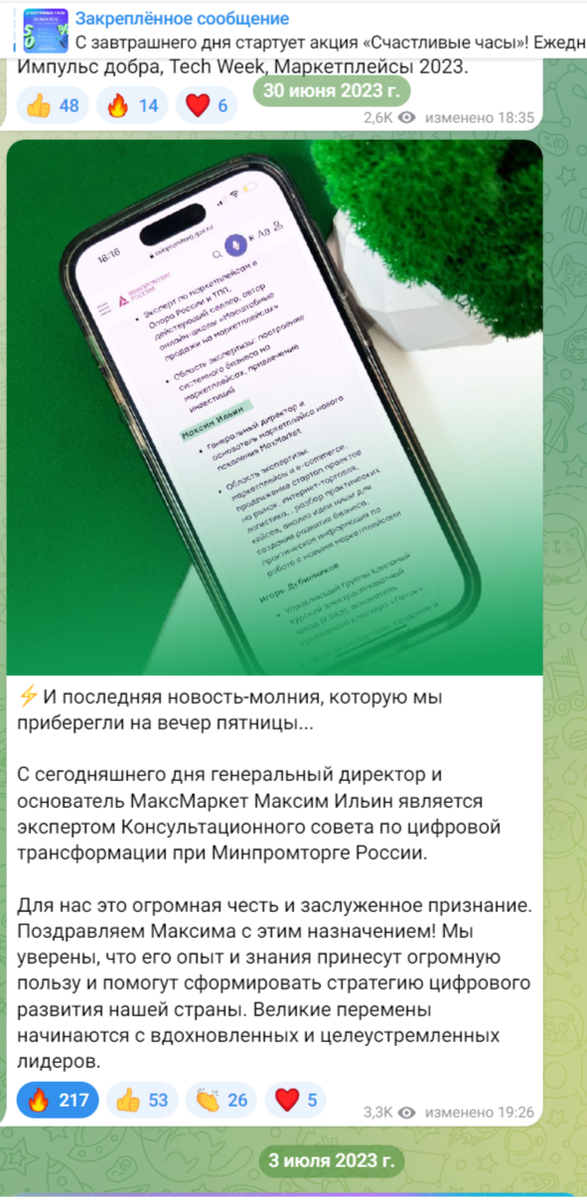 В галерее скрины с новостной страницы Максмаркет в ТГ, официальные сайты Минпромторга России и ТПП