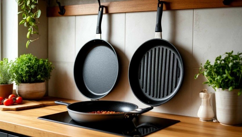 Сковорода-гриль и обычная