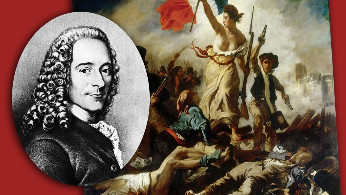 Портрет Франсуа-Мари Аруэ (Вольтера) / Художник Эжен Делакруа, "Свобода, ведущая народ 28 июля 1830"