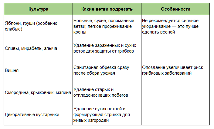 Подрезка веток осенью