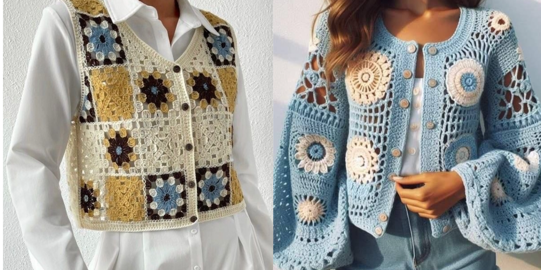 Модели крючком, которые вдохновляют. Вяжу первый джемпер "бабушкиными квадратами"