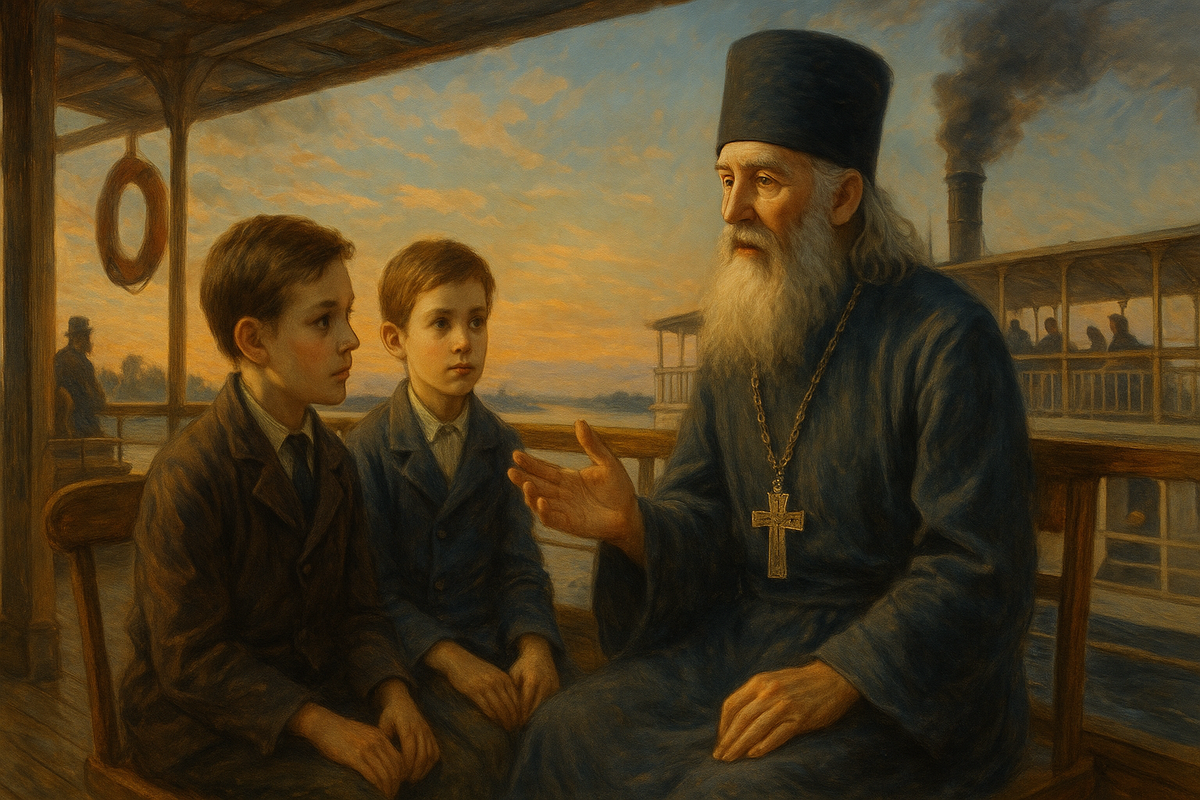 На пароходе по Волге семья познакомилась с Иоанном Кронштадтским, одним из самых известных духовников своего времени. Долгая беседа с ним оказала на братьев столь сильное влияние, что они решили отказаться от военной карьеры и поступили в Московскую духовную академию при Троице-Сергиевой лавре.